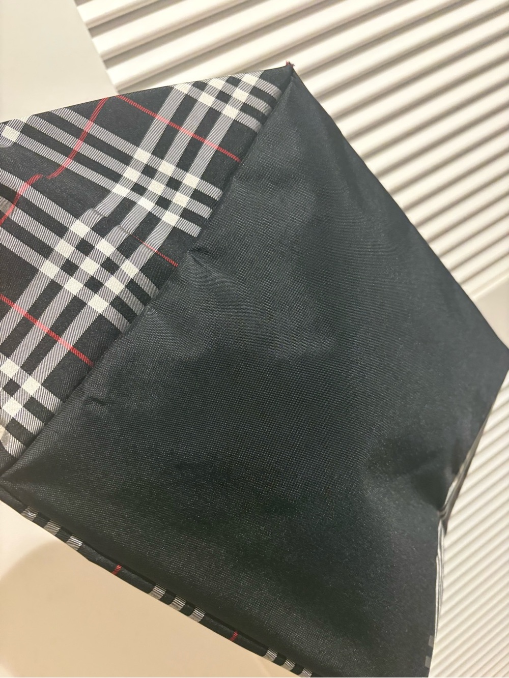 Burberry Black Plaid Tote with Red and White Check - Picture 5 of 13